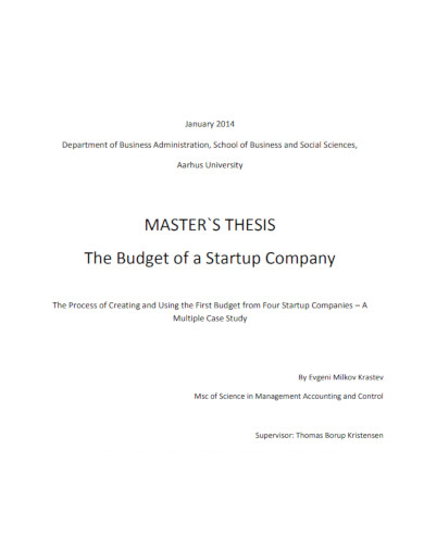 startup company budget