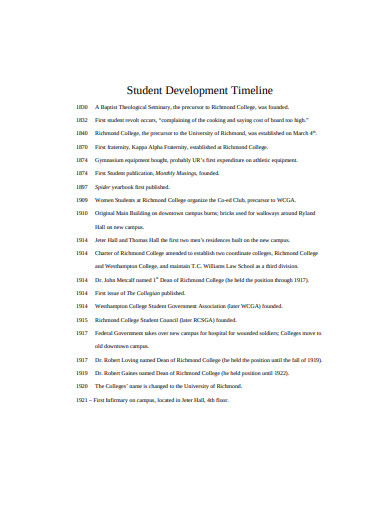 student development timeline