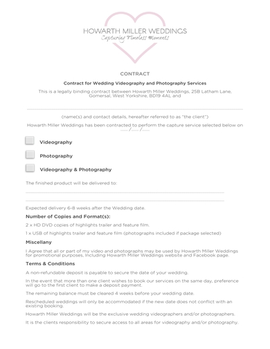 11 Videography  Contract Examples in Google Docs Pages 
