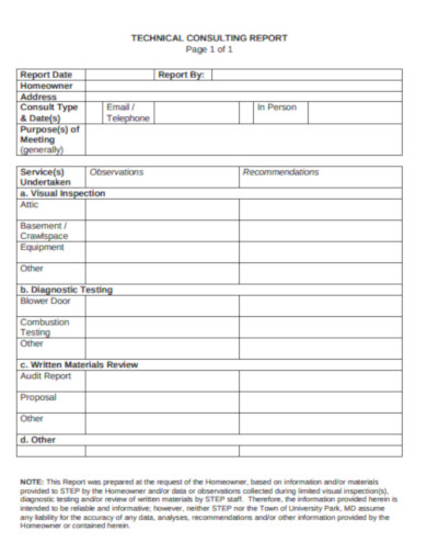 technical consulting report template