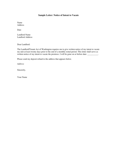 Sample letter to landlord moving out