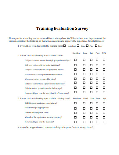 training evaluation survey