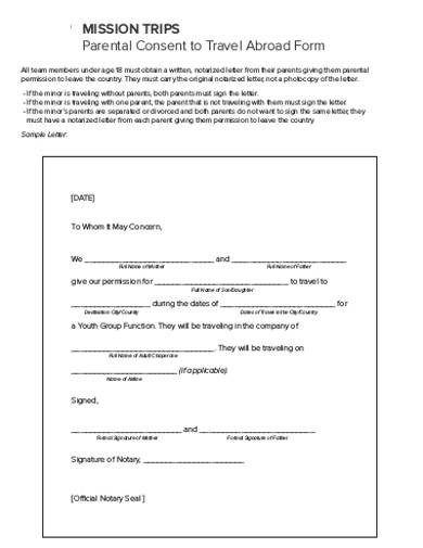 travel consent abroad form