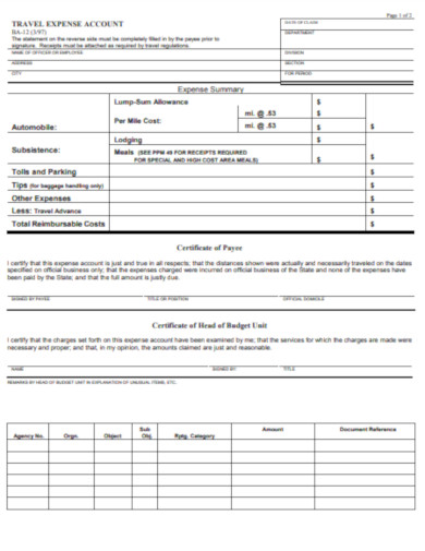 travel expense account form