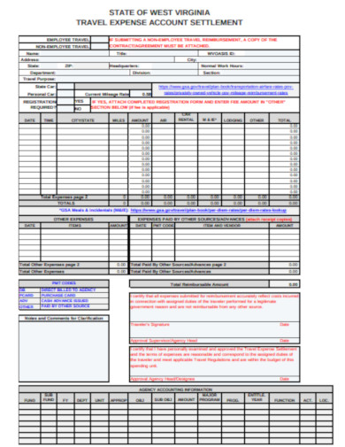 travel expense accountant settlement form