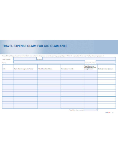 travel expenses claim form