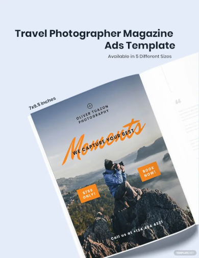 travel photographer magazine ads template