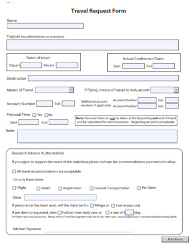 travel request form in pdf