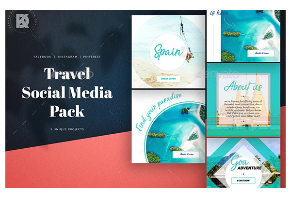 travel social media pack