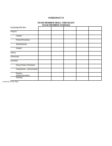 Worksheet for System Evalution Planning Example
