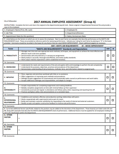annual employee assessment example