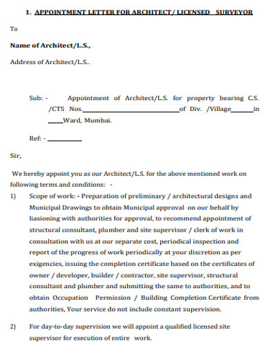 architect appointment letter