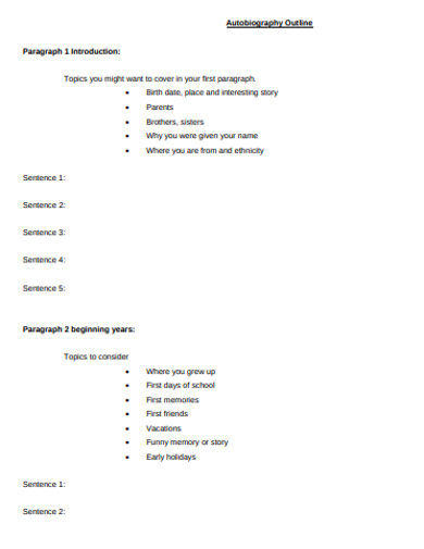 autobiography outline example 