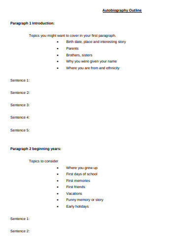 autobiography outline template