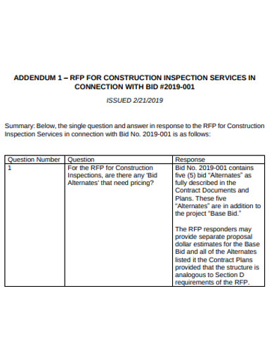 basic construction inspection addendum
