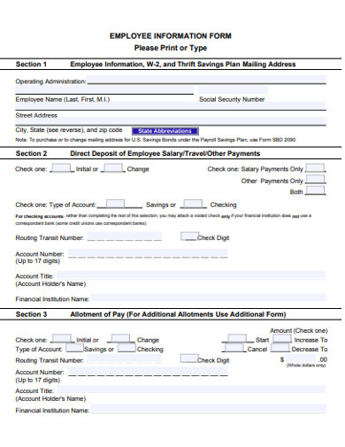 Employee Information Form - 34+ Examples in Word, PDF | Examples