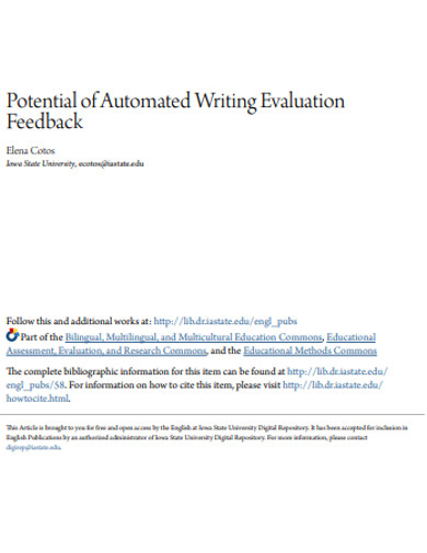 basic evaluation feedback example 