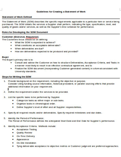 28+ Statement of Work Examples in PDF | MS Word | Pages | Google Docs ...
