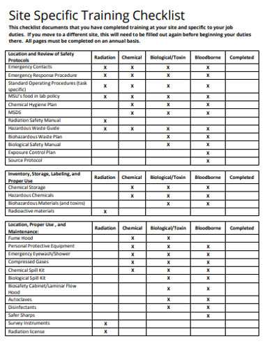 basic training checklist example