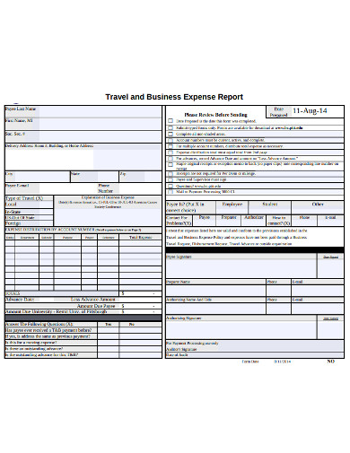 basic travel and business expense form example