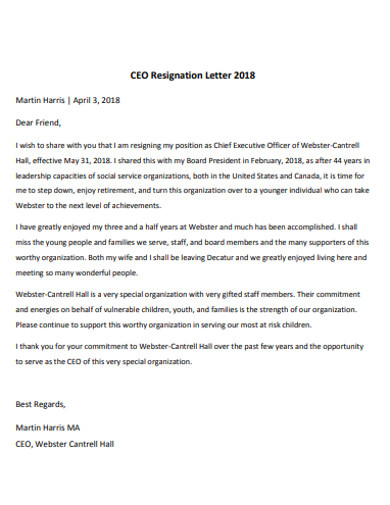 CEO Registratiom letter
