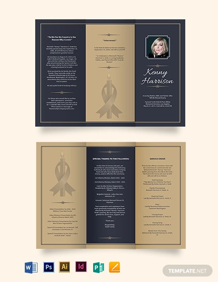 classic funeral memorial tri fold brochure template