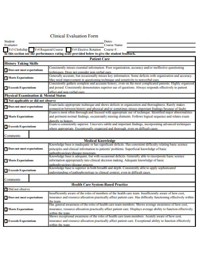 clinical evaluation form