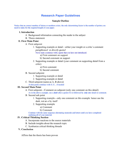 sample term paper outline format