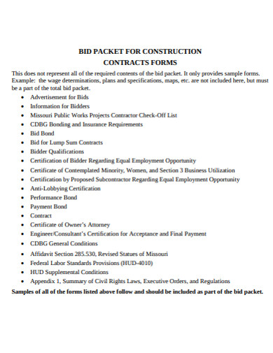 construction bid form
