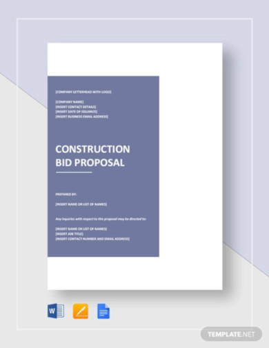 construction bid proposal template in pdf