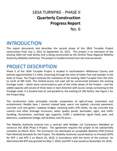Progress Report Template For Construction Project