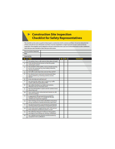 construction site inspection checklist