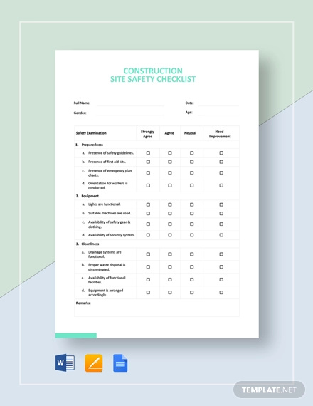 construction site safety checklist template4