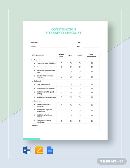 Construction Site Safety Checklist Template4