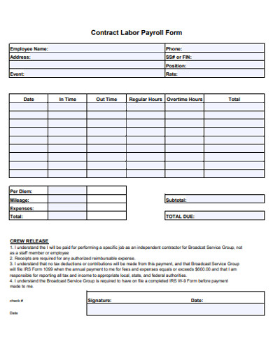 Payroll Form - 18+ Examples, Format, Sample | Examples