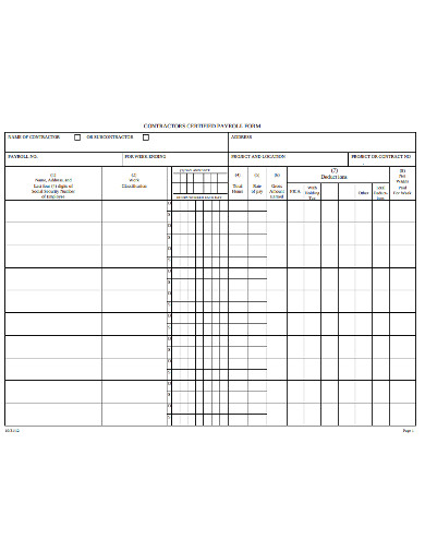 contractors certified payroll form example