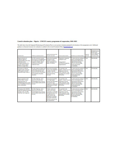 costed evaluation plan template