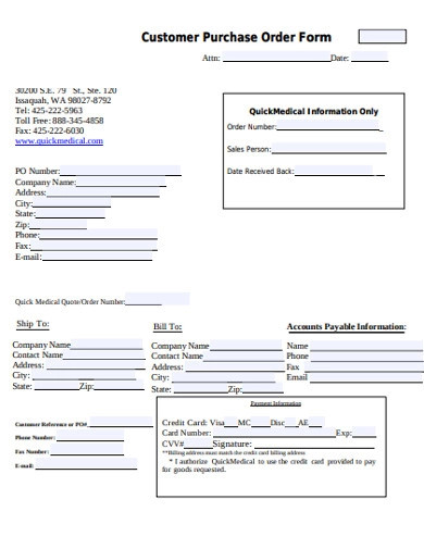 customer purchase order forms