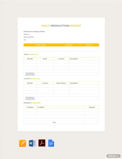 daily production report template