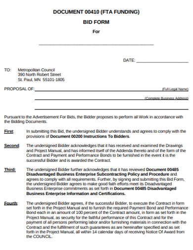 document bid form