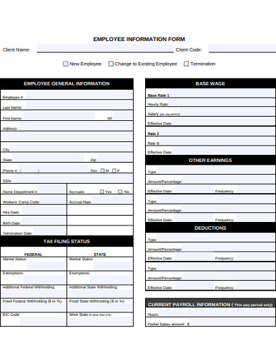 editable employee information form