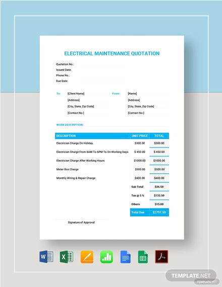 Maintenance Quotation - 15+ Examples, Format, Pdf | Examples