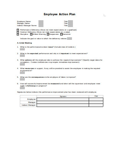 employee action plan template in doc