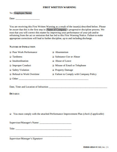 Employee Warning Notice - 9+ Examples, Format, Pdf