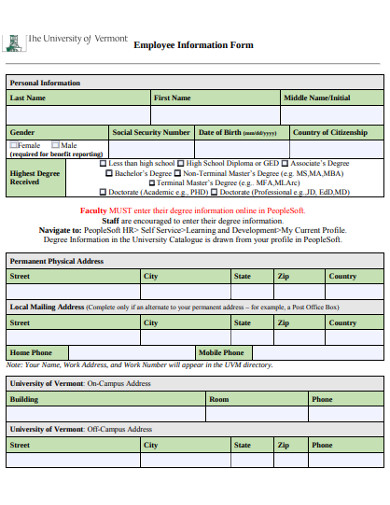 employee information form in pdf