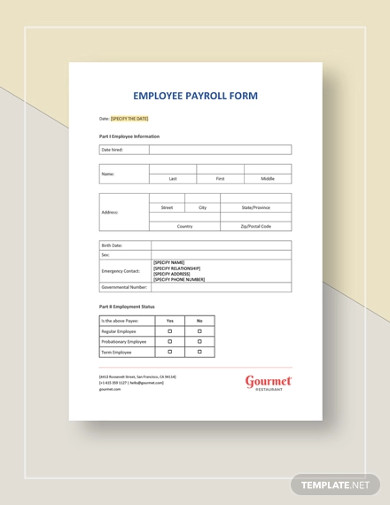employee payroll form template