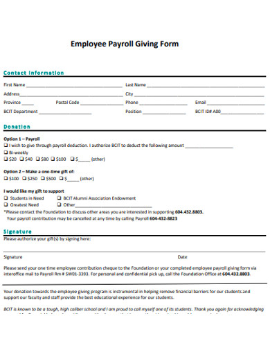 employee payroll giving form example
