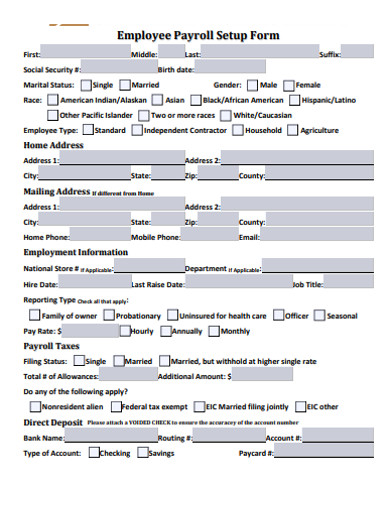 employee payroll setup form example