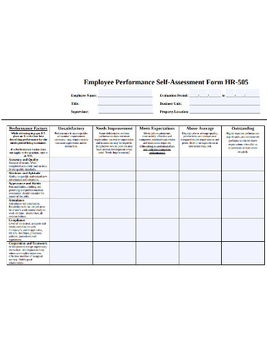 Employee Performance Self Assessment Form 