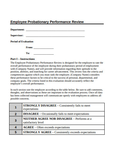 employee probationary performance review